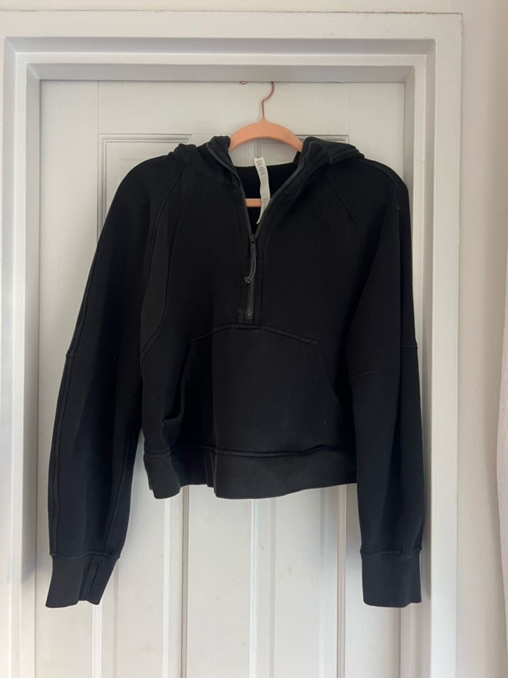 Lululemon Black Half-Zip Cropped Hoodie Sweatshirt - Women